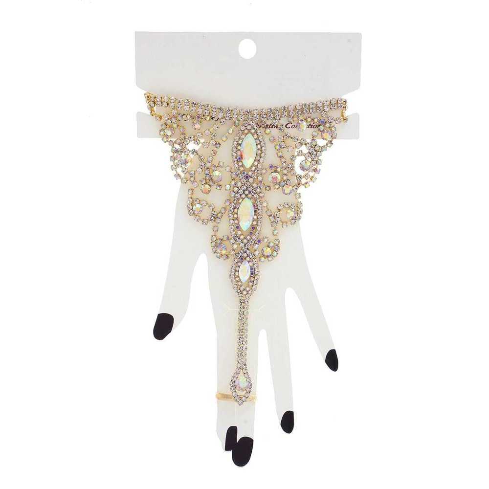 Marquise Rhinestone Hand Ring Bracelet - Picture 4 of 7
